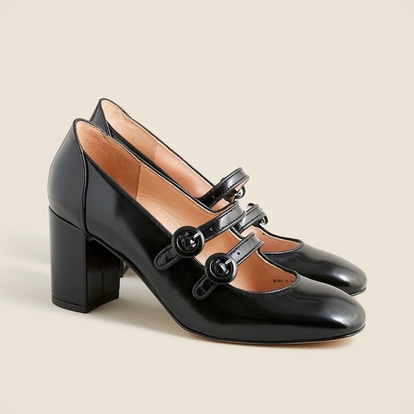 J. Crew Shoes - J. Crew Maisie double-strap heels in Black Italian spazzolato leather